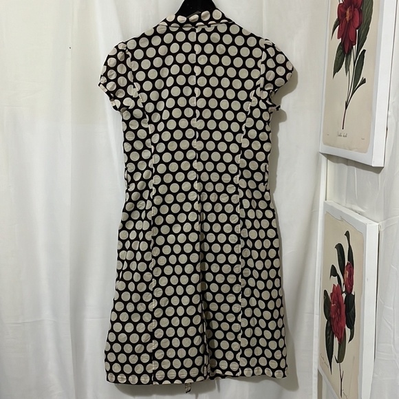 Vintage Robbie Bee 100% Cotton Brown with Tan Polka Dot Dress a273 - Picture 3 of 4